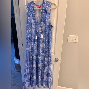 Lilly Pulitzer Blue and White Floral Maxi Dress